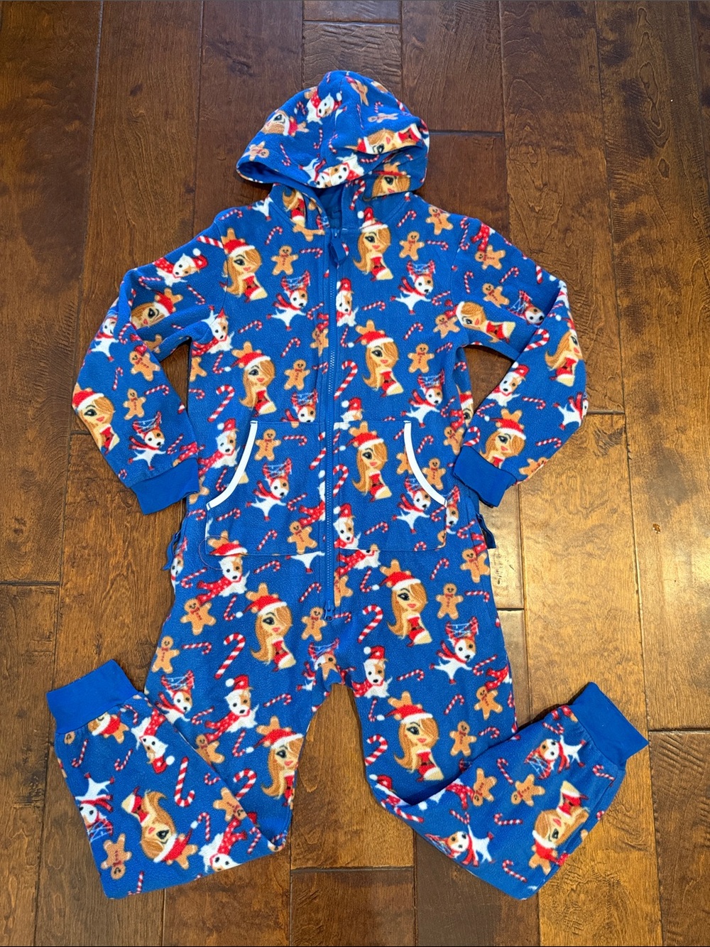 Mariah Carey’s Girls Blue Holiday Hooded Fleece One-Piece Pajama